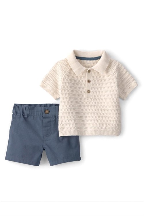 Carters Erkek Bebek Örgü Tişört Şort Takım Bej 1U634610