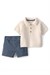 Carters Erkek Bebek Örgü Tişört Şort Takım Bej 1U634610