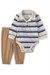 Carters Erkek Bebek Polo Yaka Uzun Kol Body Pantolon Takım Bej 1W096810
