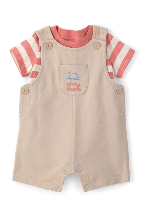 Carters Erkek Bebek Tişört Salopet Takım Bej 1U710210