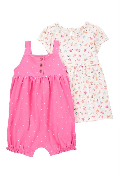 Carters Kız Bebek 2li Kısa Tulum Set Pembe 1S529710