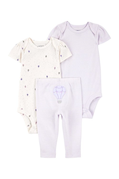 Carters Kız Bebek Baskılı 3lü Takım Lila 1T006410