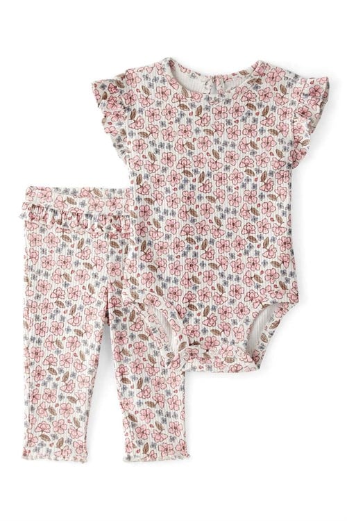 Carters Kız Bebek Çiçek Desenli Body Pantolon Takım Pembe 1U269810