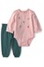 Carters Kız Bebek Çiçek İşlemeli Body Alt Takım Pudra 1W290810
