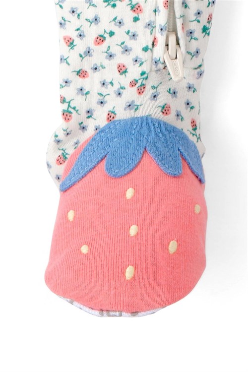 Carters Kız Bebek Çilek Desenli Patikli Uyku Tulumu Beyaz 1U649410
