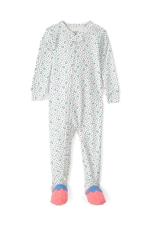 Carters Kız Bebek Çilek Desenli Patikli Uyku Tulumu Beyaz 1U649410