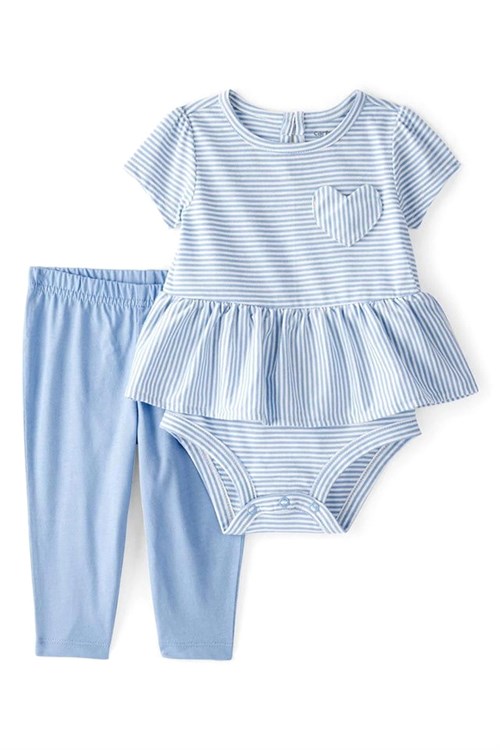 Carters Kız Bebek Çizgili Body Pantolon Takım Mavi 1U269910
