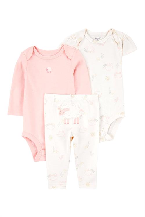 Carters Kız Bebek Desenli 3lü Takım Pembe 1T121110