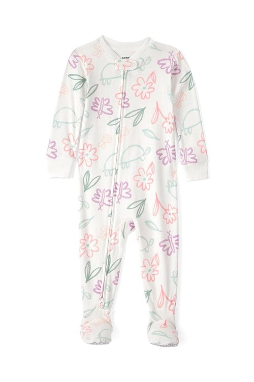 Carters Kız Bebek Desenli Patikli Uyku Tulumu Krem 1U854610