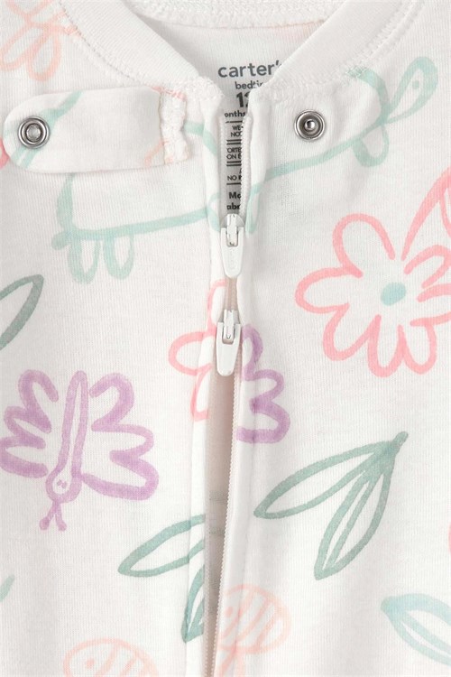 Carters Kız Bebek Desenli Patikli Uyku Tulumu Krem 1U854610