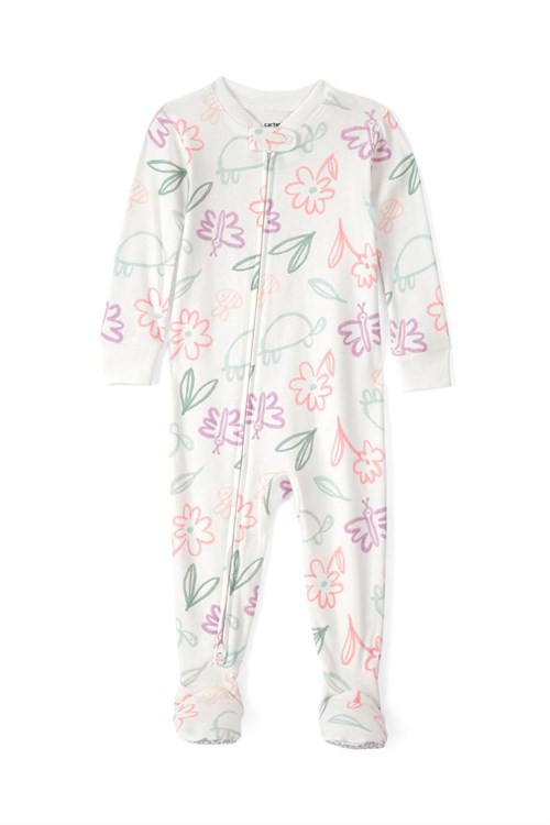 Carters Kız Bebek Desenli Patikli Uyku Tulumu Krem 1U854610