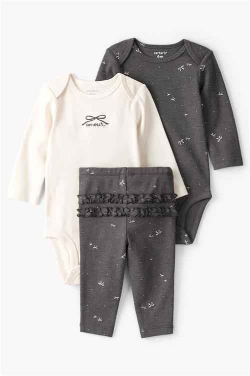 Carters Kız Bebek Layette 3lü Takım Antrasit 1T620710