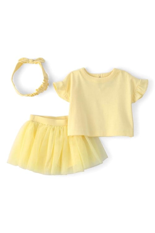 Carters Kız Bebek Saç Bantlı Alt Üst Takım Sarı 1U540610