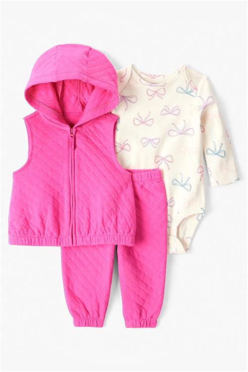 Carters Kız Bebek Yelekli 3lü Takım Pembe 1T268010