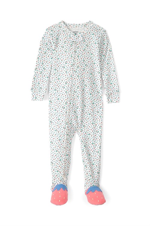 Carters Kız Çocuk Çilek Desenli Patikli Uyku Tulumu Beyaz 2U649410