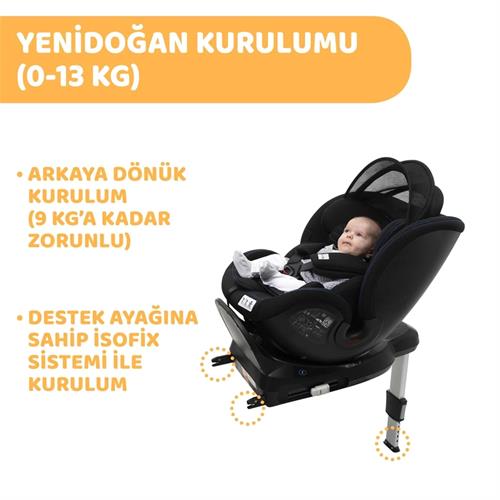 Chicco Oneseat 0/36 Kg Dönebilen Oto Koltuğu Siyah