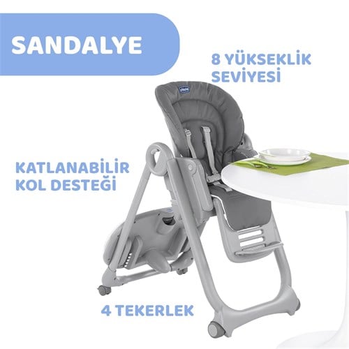 Chicco Polly Magic Mama Sandalyesi Koyu Gri