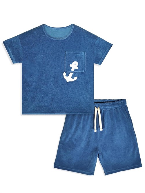 Denokids Erkek Çocuk Çapa Havlu Kumaş Tişört Şort Takım CFF-26Y1-053