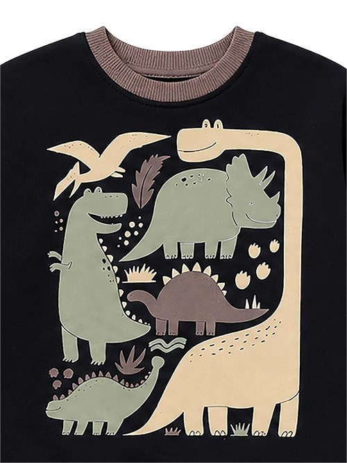 Denokids Erkek Çocuk Dinozorlu Eşofman Takımı Siyah CFF-26S1-023