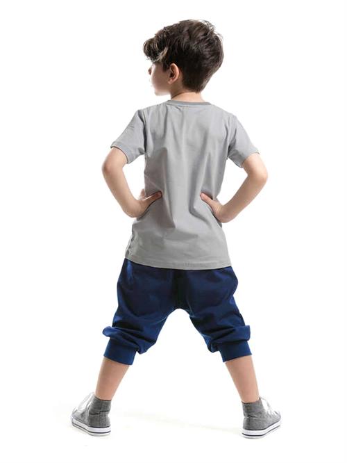 Denokids Erkek Çocuk Fermuar Dino T-shirt Kapri Şort Takım CFF-19Y1-197