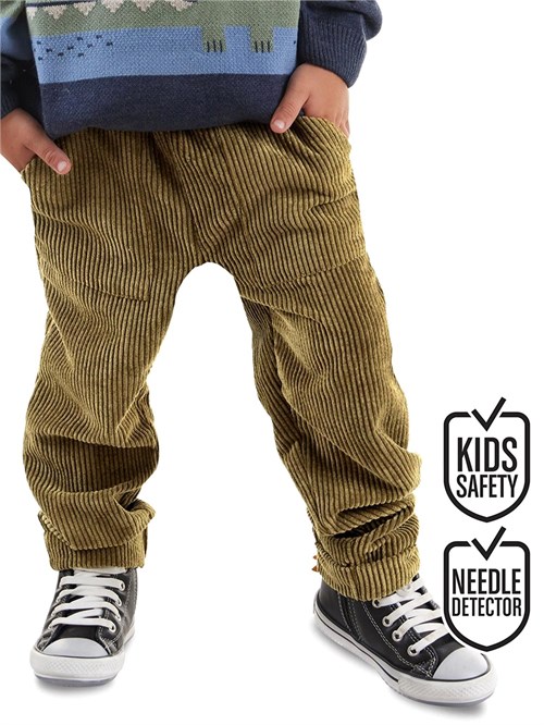 Denokids Erkek Çocuk Fitilli Kadife Pantolon Haki CFF-24S1-051