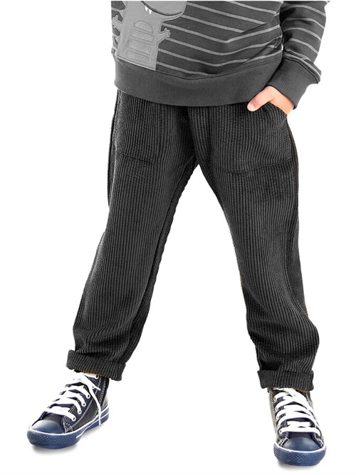 Denokids Erkek Çocuk Fitilli Kadife Pantolon Siyah MS-23S1-040