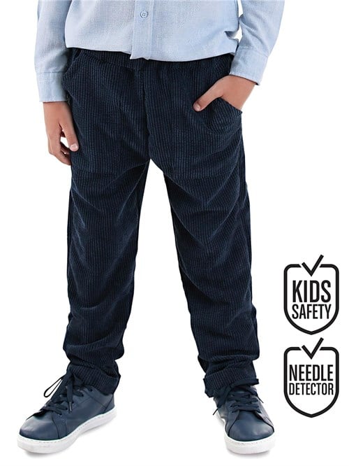 Denokids Erkek Çocuk Fitilli Kadife Pantolon Lacivert CFF-25S1-049