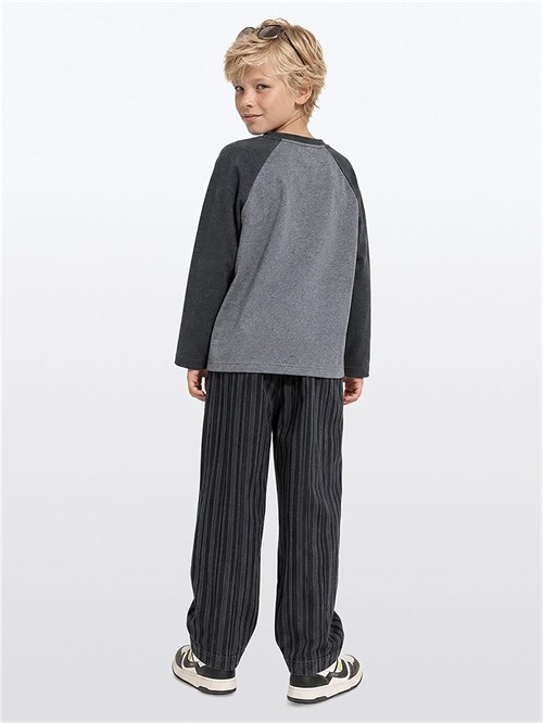 Denokids Erkek Çocuk Fun Days Çizgili Pantolon Üst Takım Antrasit CFF-26S1-021