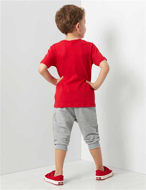 Denokids Erkek Çocuk Kahkaha T-shirt Kapri Şort Takım CFF-19Y1-099