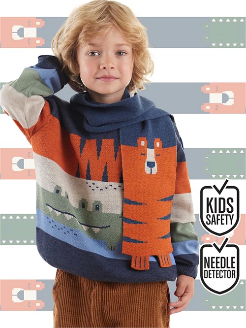 Denokids Erkek Çocuk Kaplan Timsah Atkı Lacivert CFF-24S1-079