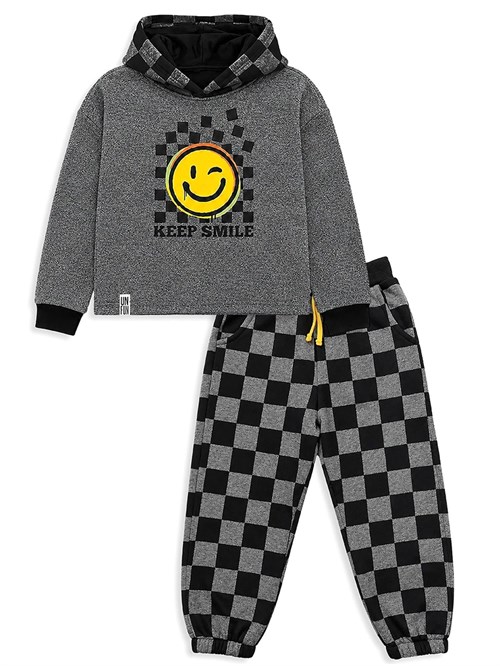 Denokids Erkek Çocuk Keep Smile Eşofman Takımı Antrasit CFF-26S1-013