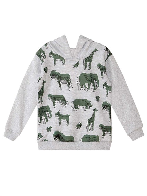 Denokids Erkek Çocuk LMG Animals Eşofman Altı Üstü Takım Gri Haki MS-22S1-008