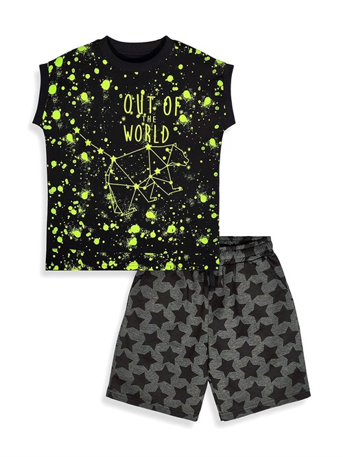 Denokids Erkek Çocuk Out Of World Tişört Şort Takım CFF-26Y1-103