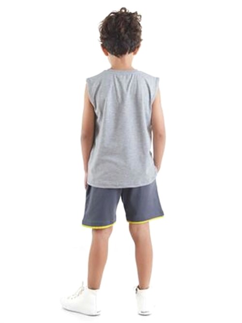 Denokids Erkek Çocuk Pizzacı Köpekbalığı Tshırt Şort Takım Ms-23Y1-034