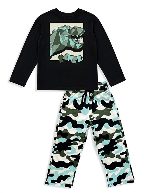 Denokids Erkek Çocuk Rawr Dinozorlu Alt Üst Takım Siyah CFF-26S1-015