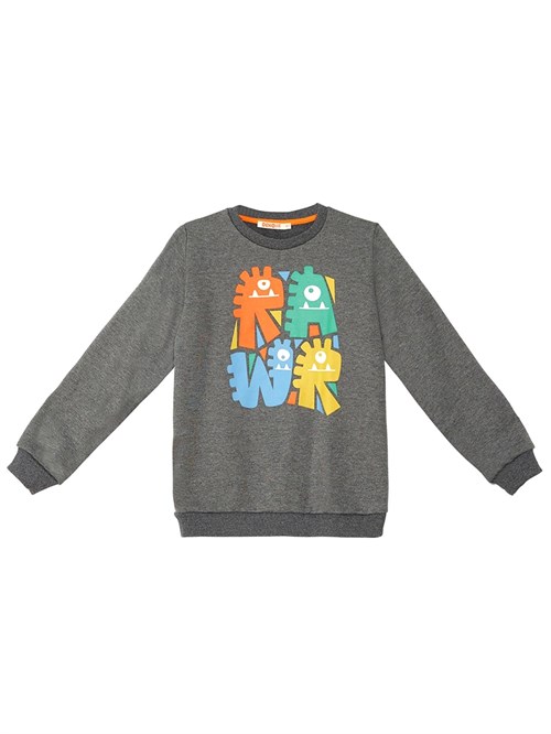 Denokids Erkek Çocuk Rawr Tırtırlı Eşofman Altı Takım Gri CFF-23S1-061