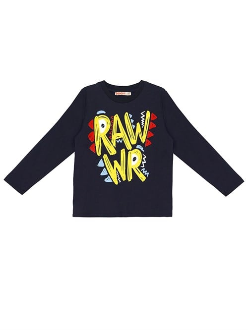 Denokids Erkek Çocuk Rawr Tişört Pantolon Takım Lacivert CFF24S1-037