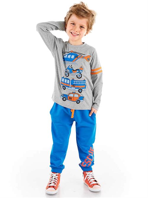 Denokids Erkek Çocuk Rescue Team Tişört Pantolon Takım Gri MS-21S1-038