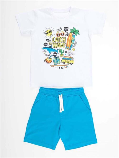 Denokids Erkek Çocuk Tatil T-shirt Şort Takım MS-23Y1-078