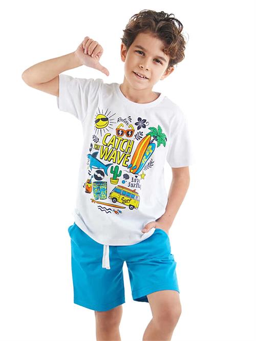 Denokids Erkek Çocuk Tatil T-shirt Şort Takım MS-23Y1-078