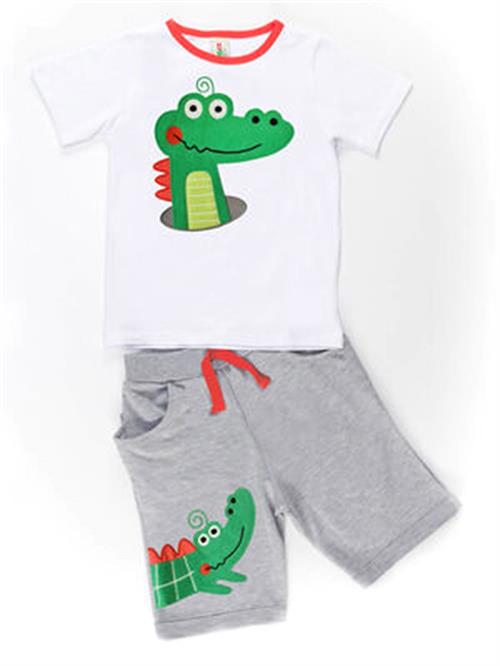 Denokids Erkek Çocuk Timsah Baggy Tişört Şort Takım Cff-19Y1-173