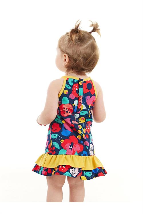 Denokids Kız Bebek Çiçekli Poplin Pamuklu Yazlık Elbise Renkli CFF-23Y2-029
