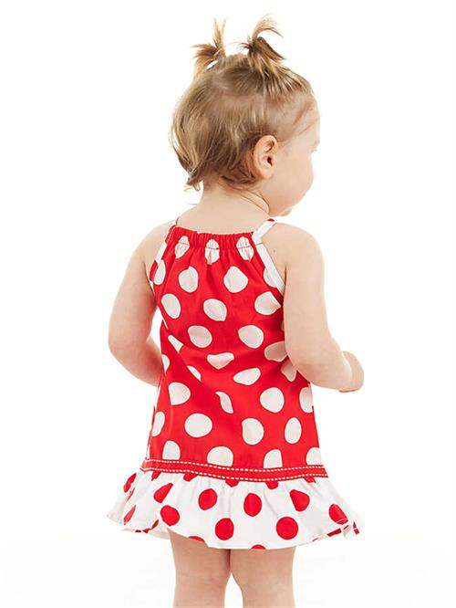 Denokids Kız Bebek Puantiye Yazlık Elbise Kırmızı CFF-23Y2-025