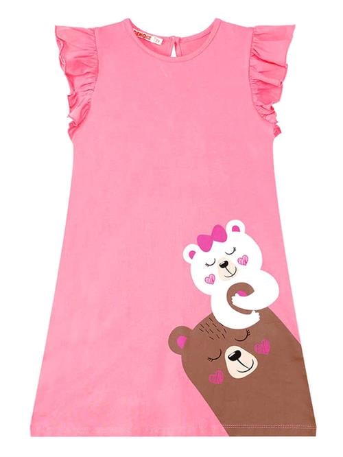 Denokids Kız Çocuk Ayıcıklar Elbise Pembe CFF-24Y1-017