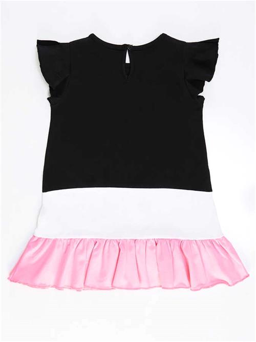 Denokids Kız Çocuk Beyaz Kedi Fırfırlı Elbise Lacivert CFF-21Y2-045