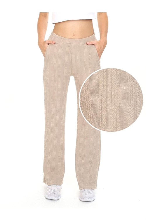 Denokids Kız Çocuk Boru Paça Basic Eşofman Altı Bej CFF-24S1-169
