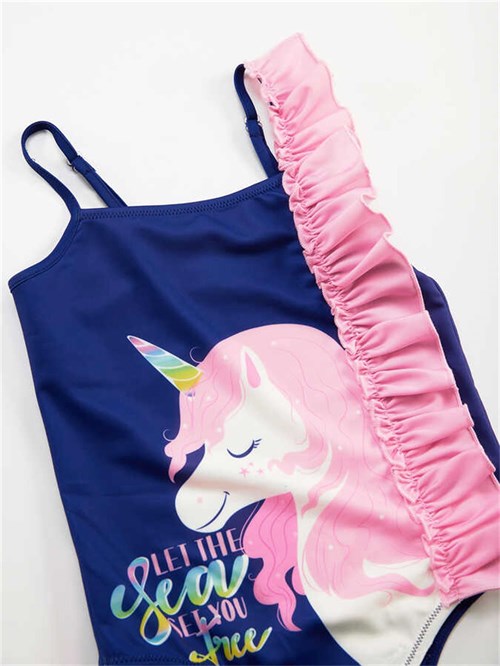 Denokids Kız Çocuk Fırfırlı Unicorn Mayo CFF-23Y2-003