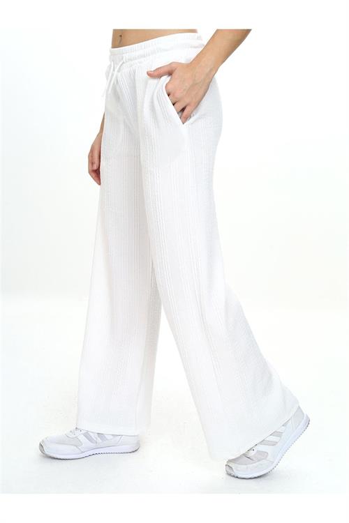 Denokids Kız Çocuk Geniş Paça Basic Eşofman Alt Ekru CFF-24S1-167