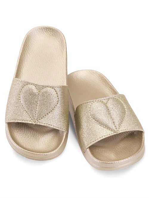 Denokids Kız Çocuk Kalpli Altın Simli Terlik CFF-26Y1-161