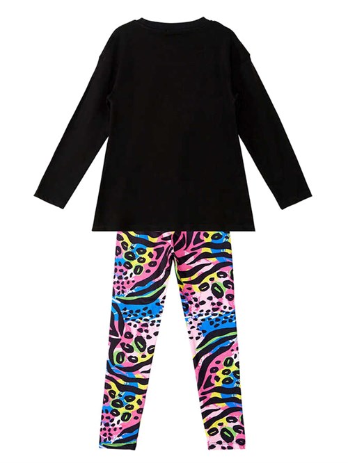 Denokids Kız Çocuk Kanatlı Şimşek Leopar Takım Siyah MS-21K1-050